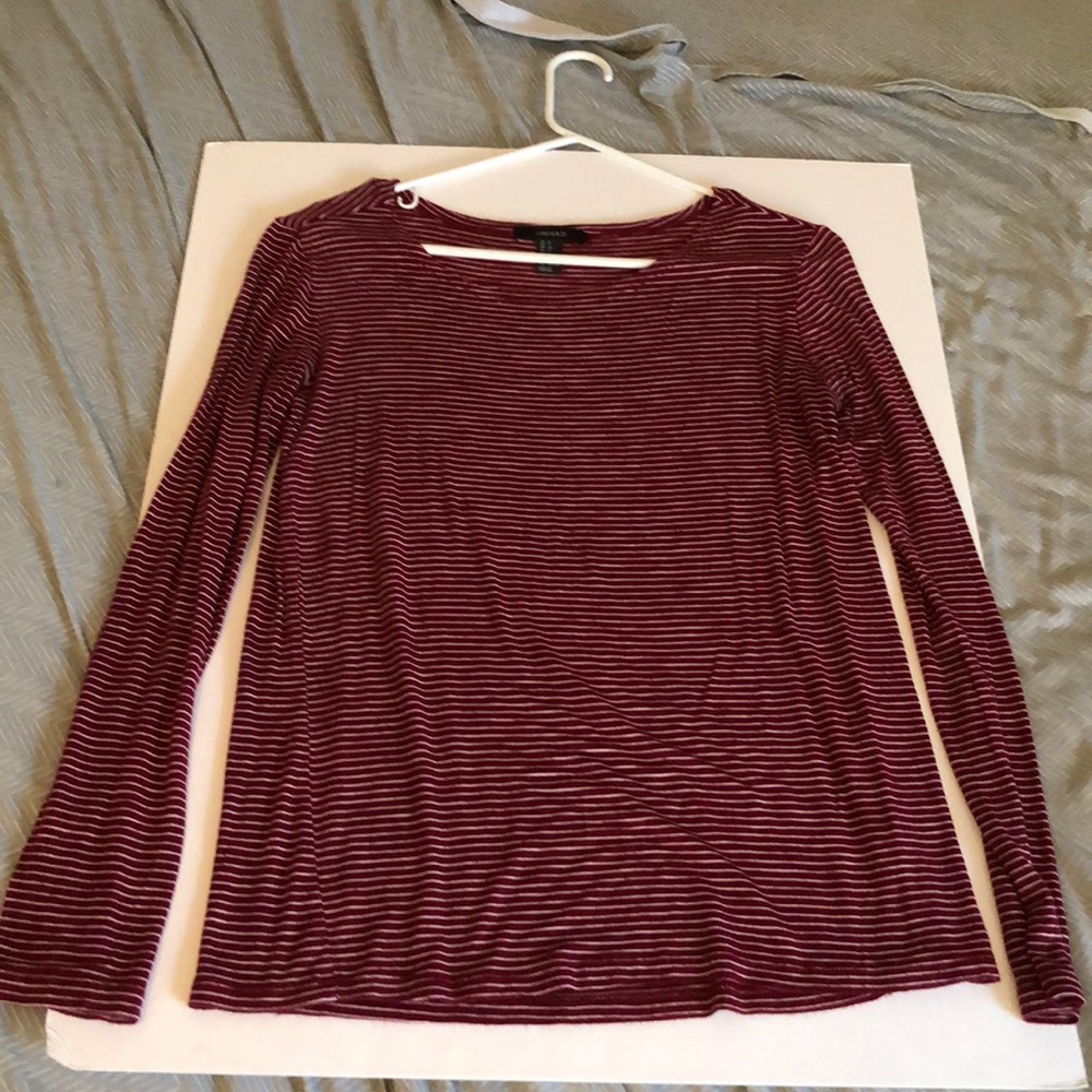 Forever 21 Red Striped Flowy Shirt